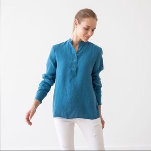 Eileen Fisher Blue linen Button-Down Shirt